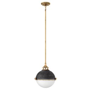 Quintiesse QN-FLETCHER-P-M-AZ Fletcher 2 Light Vintage Ceiling Pendant Light In Zinc And Heritage Brass