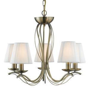 Searchlight 9825-5AB Andretti Antique Brass 5 Light Pendant Ceiling Light
