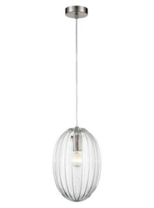 Franklite PCH223 Almond 1 Light Small Ceiling Pendant Light In Clear Glass Finish