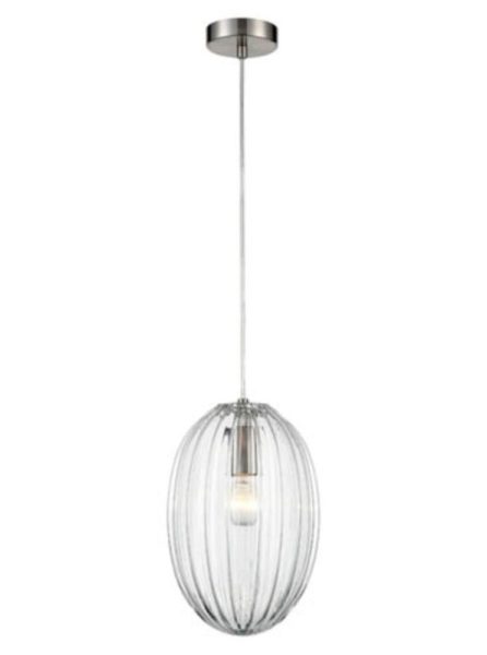 Franklite PCH223 Almond 1 Light Small Ceiling Pendant Light In Clear Glass Finish