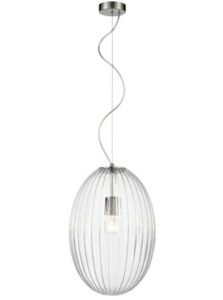 Franklite PCH224 Almond 1 Light Large Ceiling Pendant Light In Clear Glass Finish
