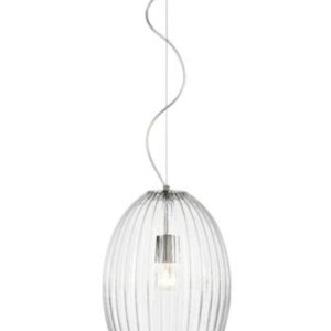 Franklite PCH224 Almond 1 Light Large Ceiling Pendant Light In Clear Glass Finish