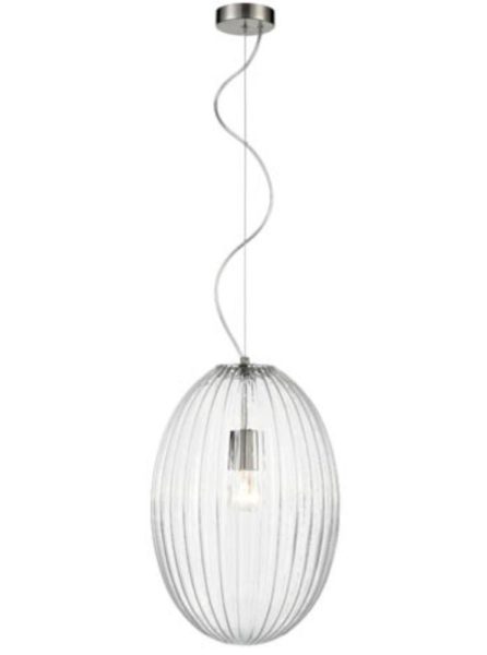 Franklite PCH224 Almond 1 Light Large Ceiling Pendant Light In Clear Glass Finish
