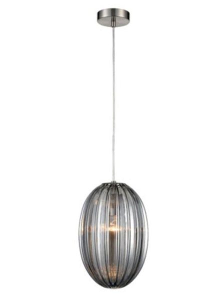 Franklite PCH225 Almond 1 Light Small Ceiling Pendant Light In Smoked Finish