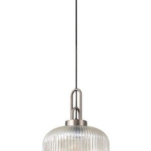 Glenn 1 Light Pumpkin Ceiling Pendant in Antique Silver With Champagne Glass