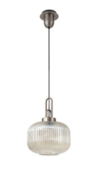 Glenn 1 Light Pumpkin Ceiling Pendant in Antique Silver With Champagne Glass