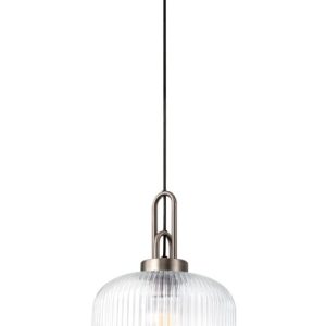 Glenn 1 Light Pumpkin Ceiling Pendant in Antique Silver With Clear Glass