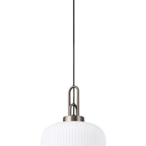 Glenn 1 Light Pumpkin Ceiling Pendant in Antique Silver With Opal Glass