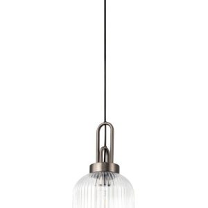 Glenn 1 Light Tubular Ceiling Pendant in Aged Pewter With Clear Glass