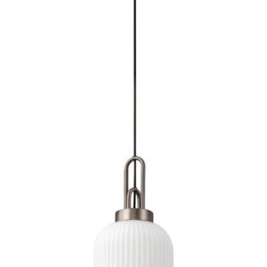 Glenn 1 Light Tubular Ceiling Pendant in Antique Silver With Opal Glass