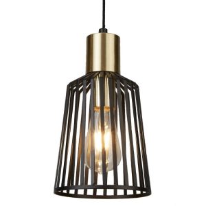Searchlight 9412BK Bird Cage Small One Light Ceiling Pendant Light In Matt Black - Width: 160mm
