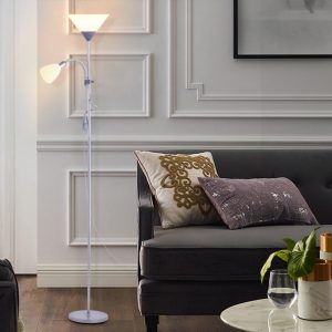 Torchiere Double Heads Floor Lamp Adjustable Reading Light