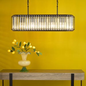 Dar Lighting Naeva 5 Light Crystal Bar Ceiling Pendant Light In Satin Black Finish NAE0522