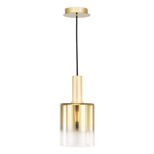 Dar Lighting Savannah Ceiling Pendant Light In Satin Gold With Ombre Glass