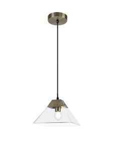 Ewen 1 Light Small Ceiling Pendant In Antique Brass - Length: 200mm