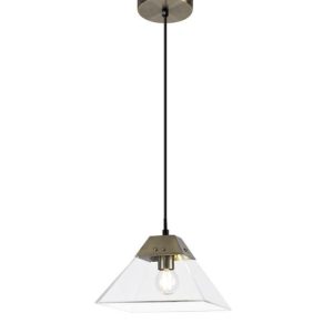 Ewen 1 Light Small Ceiling Pendant In Antique Brass - Length: 200mm