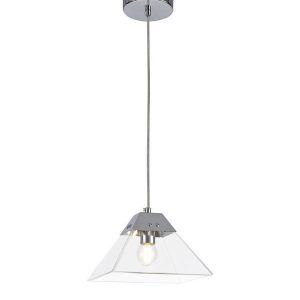 Ewen 1 Light Small Ceiling Pendant In Polished Chrome - Length: 200mm