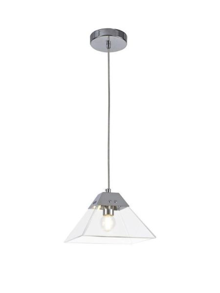 Ewen 1 Light Small Ceiling Pendant In Polished Chrome - Length: 200mm