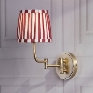 Laura Ashley Denwick Wall Light In Matt Antique Brass And Satin Red With Shade LA3756674-Q