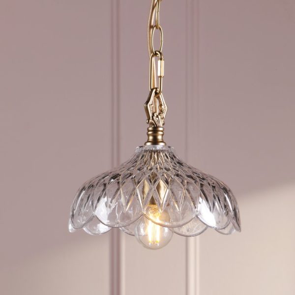 Laura Ashley Eversden Ceiling Pendant Light In Antique Brass Finish With Crystal Glass LA3756652-Q