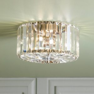 Laura Ashley Fernhurst Small 3 Light Flush Ceiling Light In Antique Brass Finish With Crystal Glass LA3756657-Q