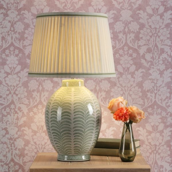 Laura Ashley Stannard Table Lamp In Green Ceramic And Polished Chrome Finish With Shade LA3756701-Q