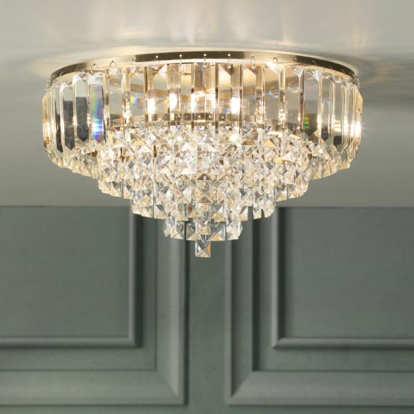 Laura Ashley Vienna 3 Light Crystal Flush Ceiling Light In Antique Brass Finish LA3756756-Q