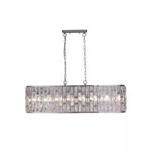 Searchlight Bijou 65818-8CC 8 Light Oval Ceiling Pendant Light In Chrome Finish With Crystal Glass