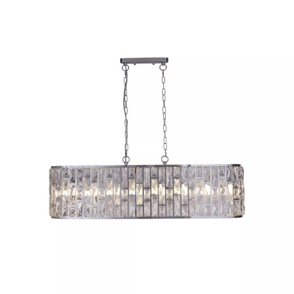 Searchlight Bijou 65818-8CC 8 Light Oval Ceiling Pendant Light In Chrome Finish With Crystal Glass