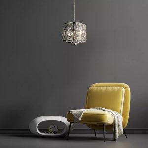 Searchlight Bijou 6583-3CC 3 Light Ceiling Pendant Light In Chrome Finish With Crystal Glass