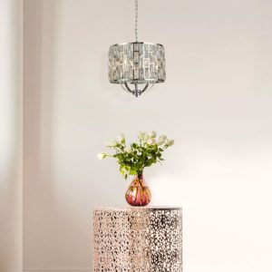 Searchlight Bijou 6585-5CC 5 Light Ceiling Pendant Light In Chrome Finish With Crystal Glass