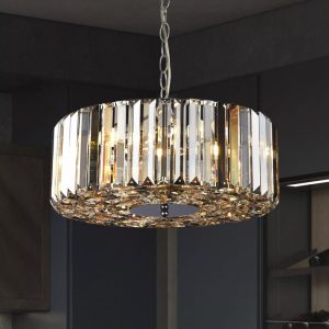 Searchlight Chapeau 4 Light Pendant or Semi Flush Ceiling Light In Chrome With Mixed Glass