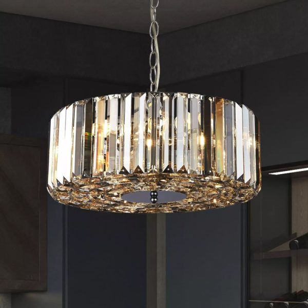 Searchlight Chapeau 4 Light Pendant or Semi Flush Ceiling Light In Chrome With Mixed Glass