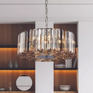 Searchlight Chapeau 5 Light Pendant or Semi Flush Ceiling Light In Chrome With Mixed Glass