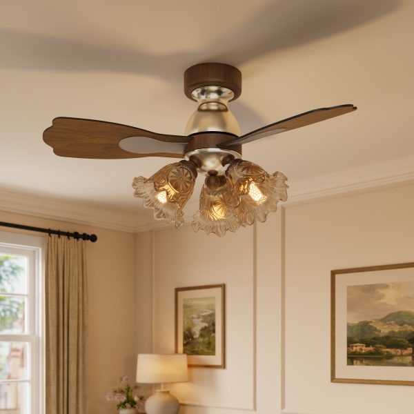 Walnut 36 Inch Reversible LED Ceiling Fan Light with Remote