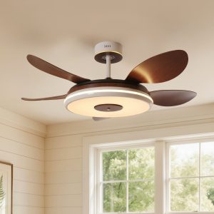 Walnut 48 Inch Reversible LED Ceiling Fan Light with Remote