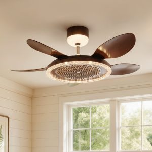 Walnut 48 Inch Reversible LED Ceiling Fan Light with Remote