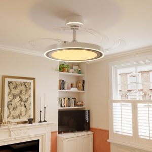 White 48 Inch Reversible LED Ceiling Fan Light with Remote