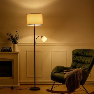 2-Light Floor Standing Lamp with Adjustable Head