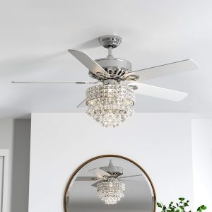 52 Inch LED Ceiling Fan 5 Blades Crystal Chandelier - 1#