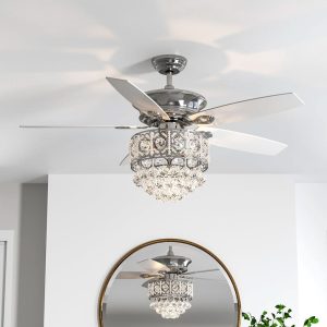 52 Inch LED Ceiling Fan 5 Blades Crystal Chandelier - 2#