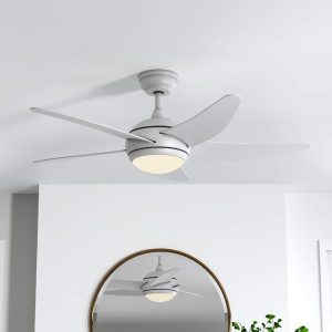 52 inch Reversible Ceiling Fan W/Light Remote Control 3/5 Blades 5 Speed Timer - White / 5 Fans
