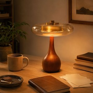 Ash Wood Glass Table Lamp - Dia22cm × H25cm / Pre-Order