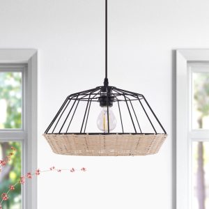 Glyph-Lightsin Geometric Bamboo Pendant Light for a Touch of Natural Modernity - 1 Unit