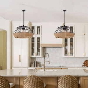 Glyph-Lightsin Geometric Bamboo Pendant Light for a Touch of Natural Modernity - 2 Units