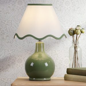 Laura Ashley Bramhope Table Lamp In Green Ceramic Finish With Shade LA3756668-Q