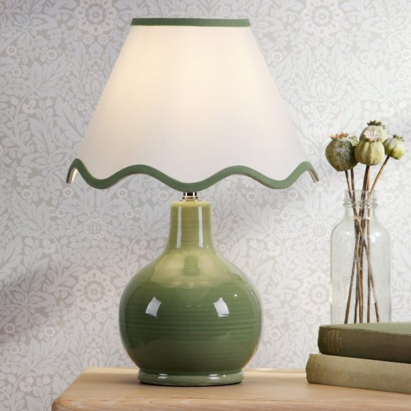 Laura Ashley Bramhope Table Lamp In Green Ceramic Finish With Shade LA3756668-Q