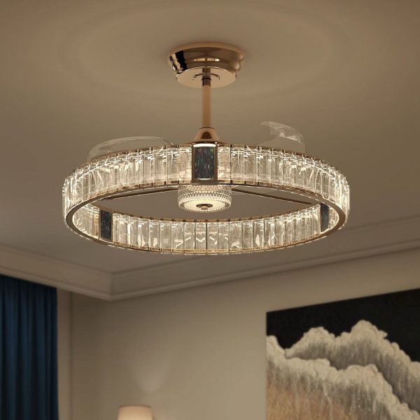 Lightsin 60cm Gold Crystal Ceiling Fan with LED Light, Remote Control & 6 Speeds - Pre-Order