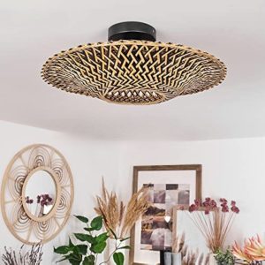 Lightsin Bamboo Radiance Handwoven LED Ceiling Light - 50cm Dia×16cm H