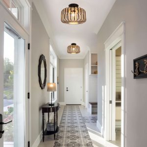 Lightsin Black Modern Ceiling Light - Handwoven Bamboo Pendant Light for Living Room, Bedroom & Kitchen - 3 Units